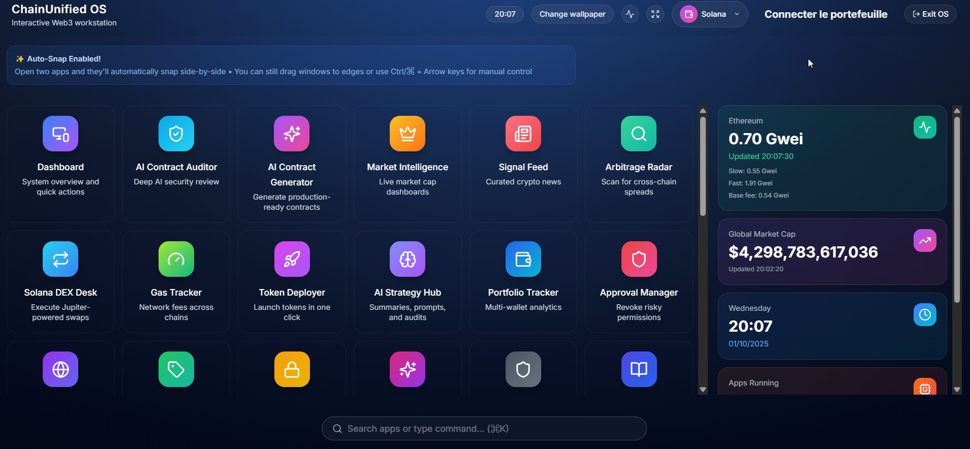 ChainUnified OS - Web3 Workstation Interface